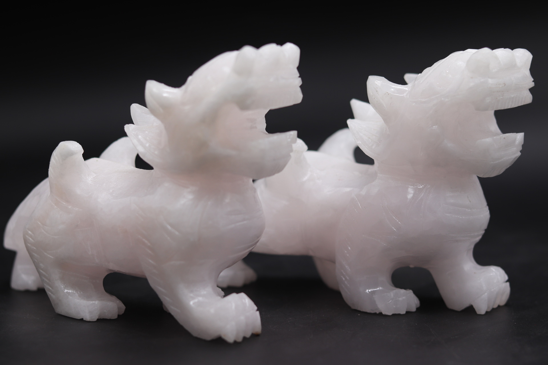 天然南玉白玉貔貅摆件一对玉雕工艺品招财风水伊朗阿富汗