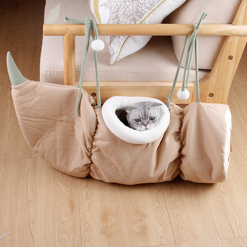 Jizai Cat-Related Products Rolling Dragon Cat Toy Hammock Lotus Root Cradle Nest Folding Hammock Semi-Closed Cat Tunnel Nest