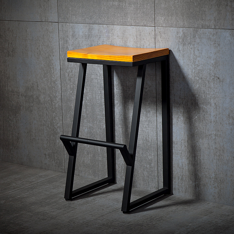 铁艺吧台椅实木咖啡椅酒吧椅吧凳现代椅子简约高脚凳凳子创意椅脚
