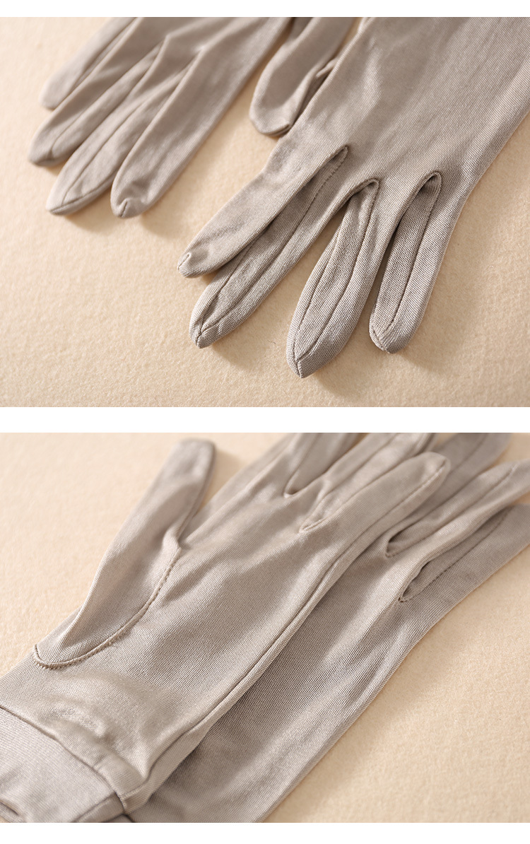 100%桑蚕丝真丝针织防晒长款手套袖套四季分指五指睡眠保湿手套