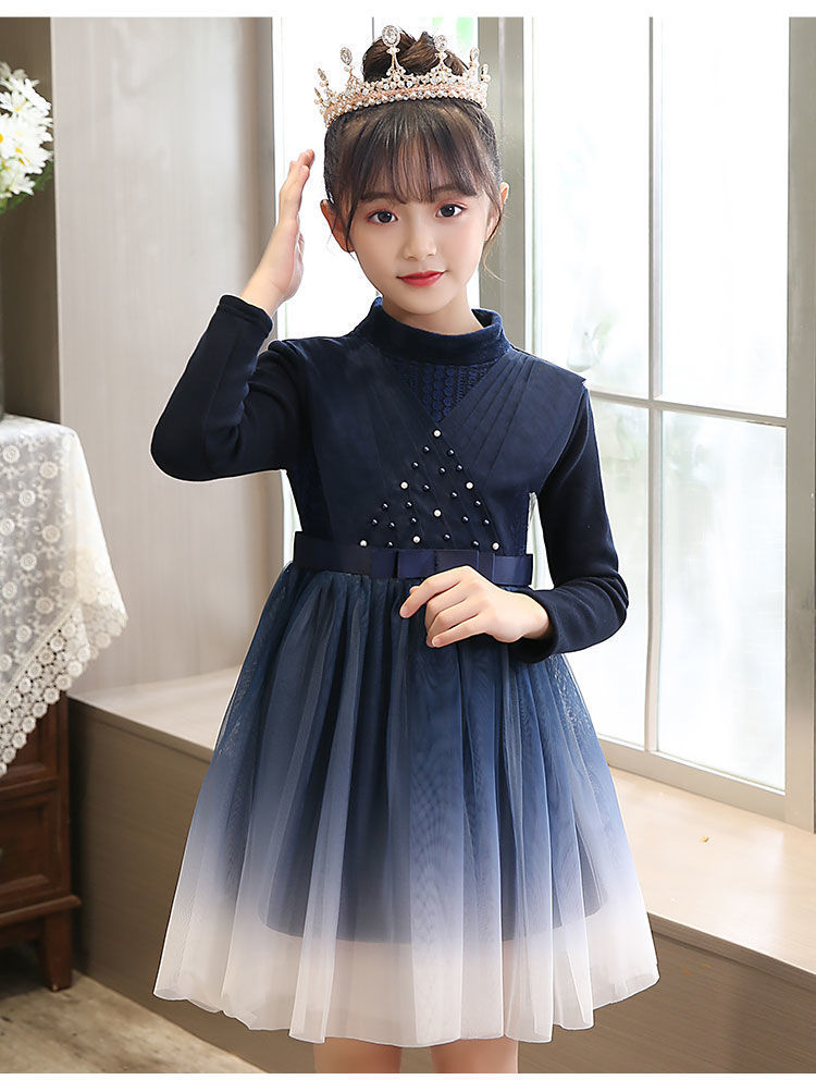 女童冬装连衣裙洋气新款小女孩长袖裙子加绒儿童秋冬公主裙仙女裙