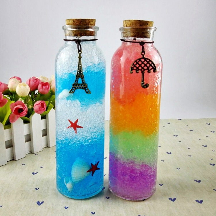 海洋宝宝彩虹瓶  超创意diy需自制材料幸运瓶 许愿瓶水晶泥摆件