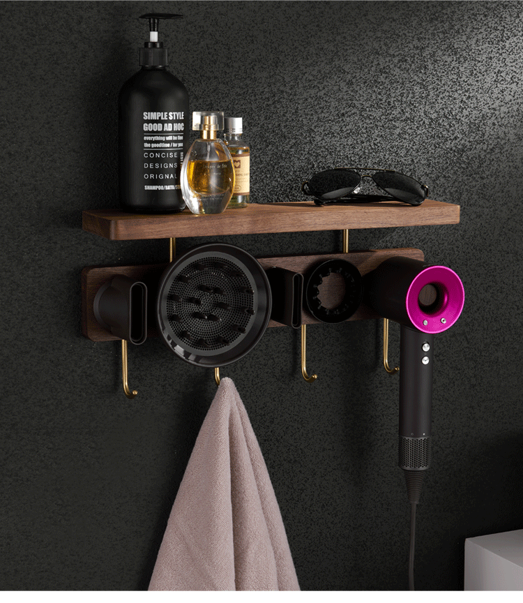 戴森吹风机支架实木适用dyson风筒挂架卫生间电吹风收纳架置物架