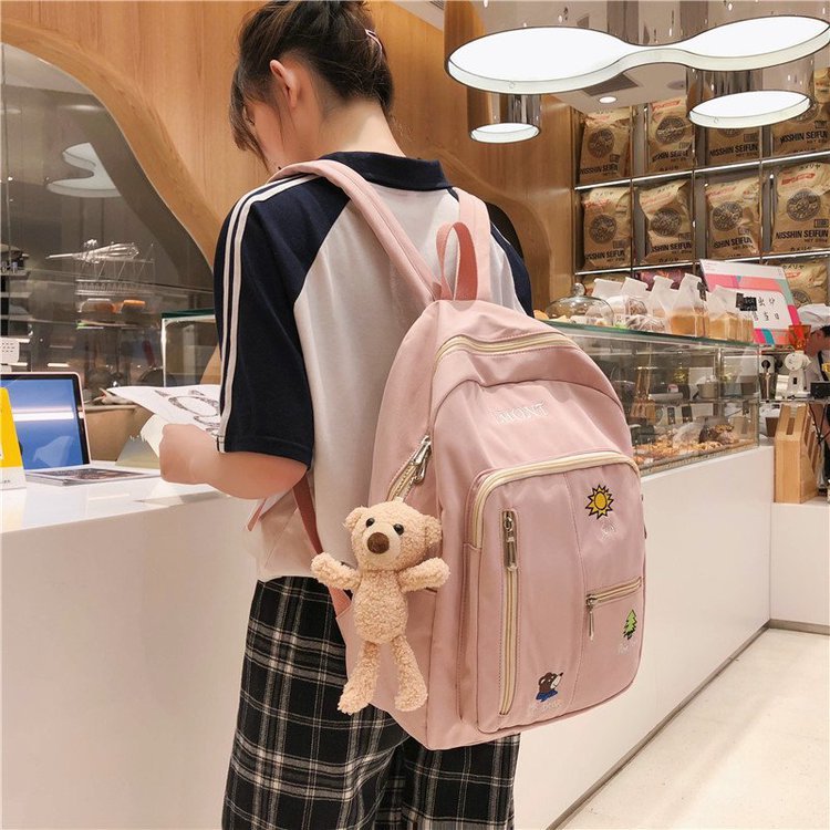 2020 New Korean Style College Style Embroidery Cartoon Junior High School Student Schoolbag Versatile Mori Girl Backpack