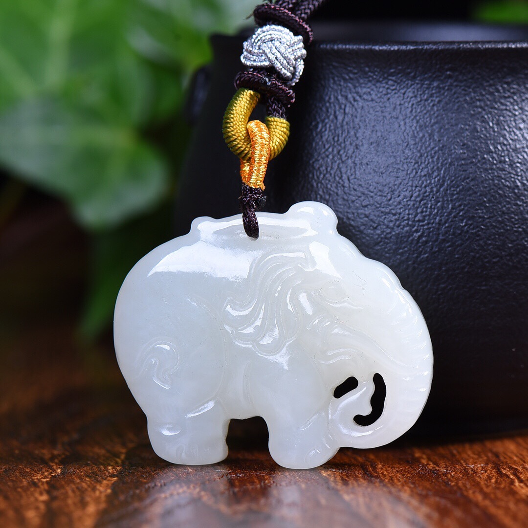 厂家直销天然和田玉大象吊坠吉祥如意白玉太平有象玉石挂件玉佩