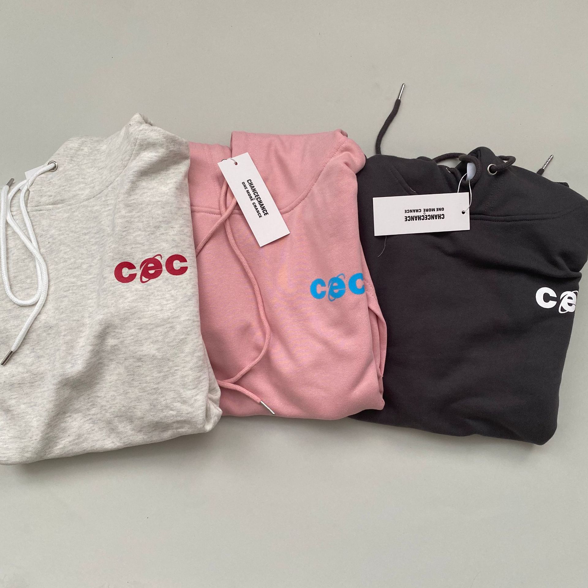 韩国潮牌chance宽松字母连帽卫衣ins慵懒风帽衫cec糖果色卫衣秋季