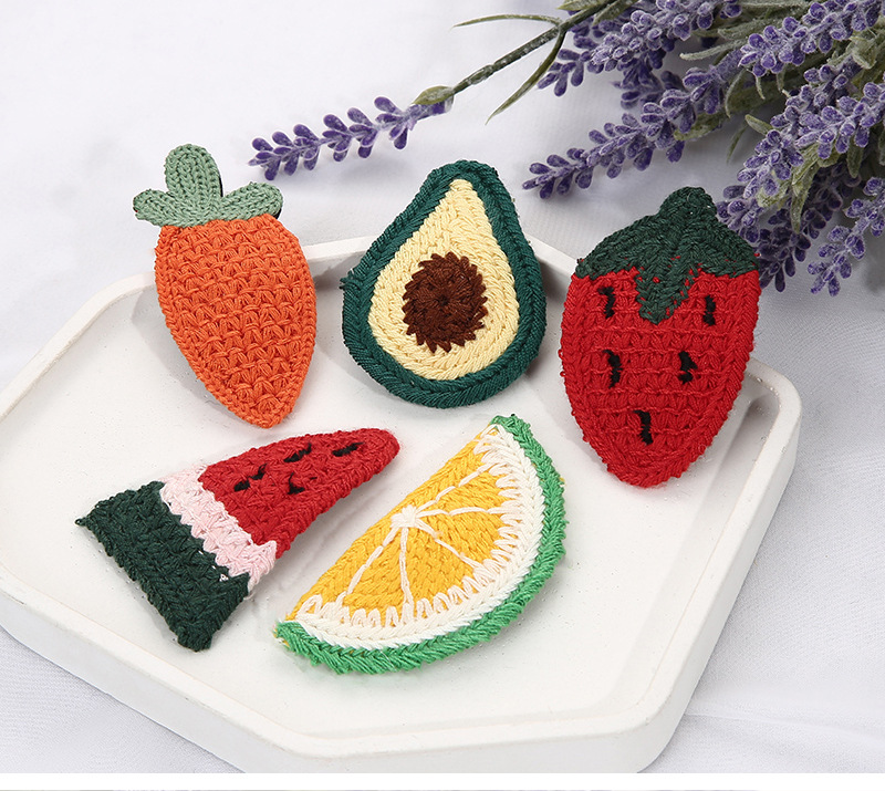 儿童毛线针织水果发夹少女韩国网红草莓边夹刘海夹bb发卡夹子头饰