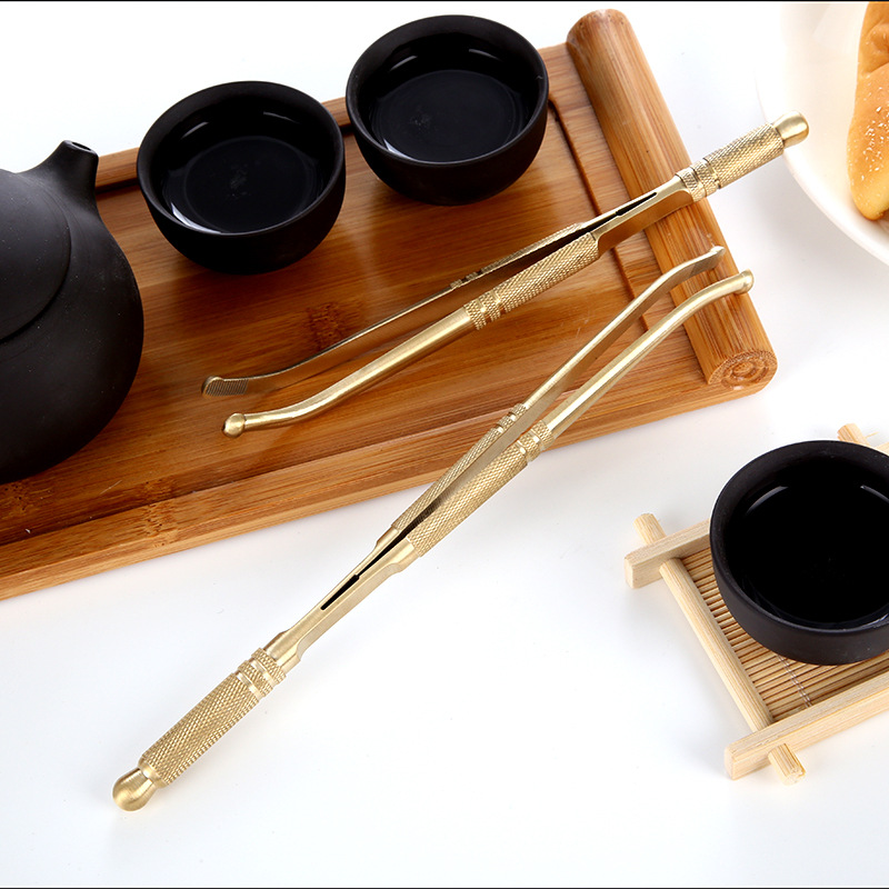 批发供应纯铜茶夹 茶针 功夫茶镊子 茶道六君子茶具配件 logo定制
