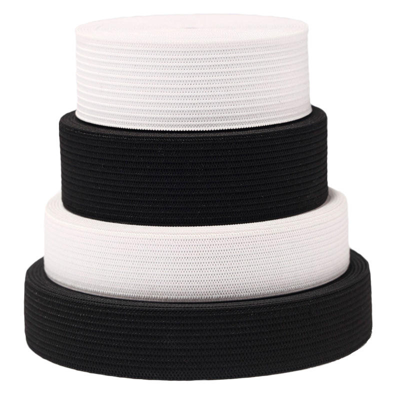 现货供应钩编松紧带橡皮筋黑白松紧带高弹力牛筋腰头橡筋针织松紧