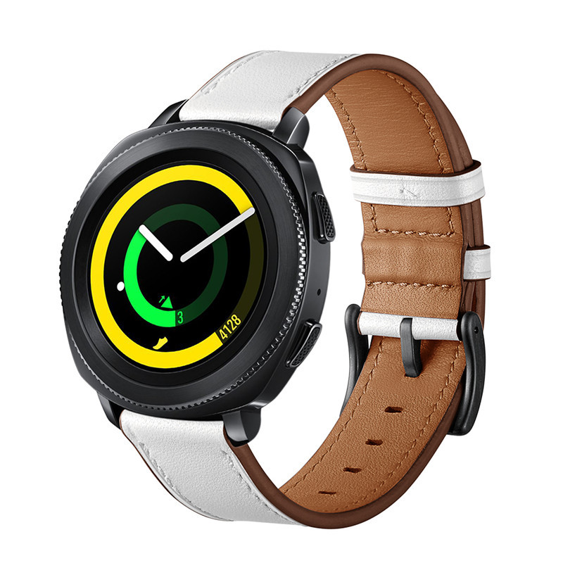 适用三星galaxy watch 42mm/gear sport尖尾头层牛皮真皮表带20mm