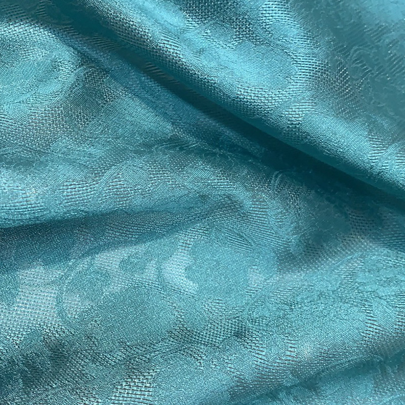 现货仿花罗暗纹纱 明制汉服面料 青色雕花半透花朵马面裙面料