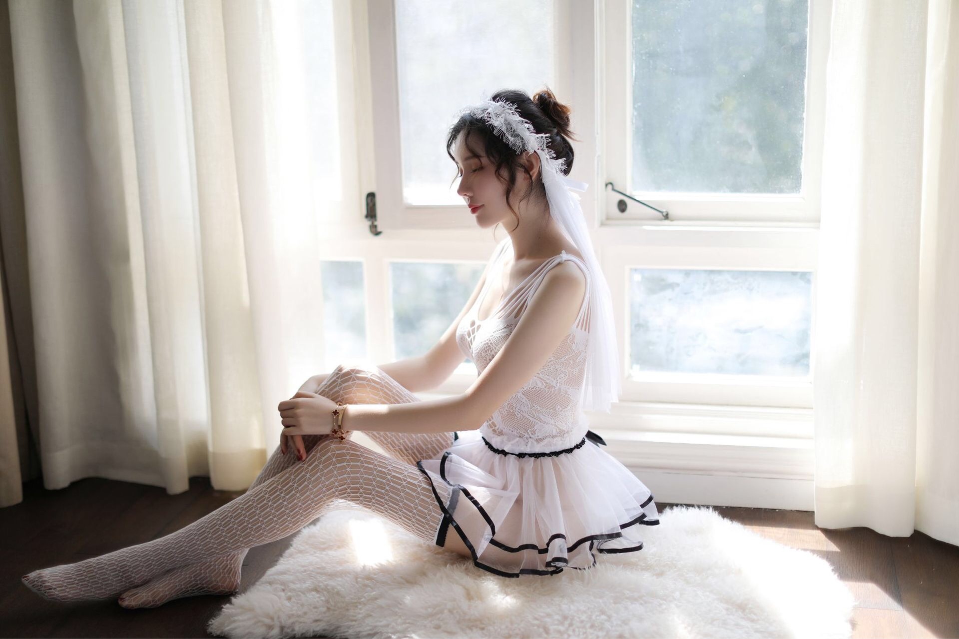 茜羽墨情趣内衣角色扮演性感透明蕾丝新娘装婚纱睡裙制服诱惑套装