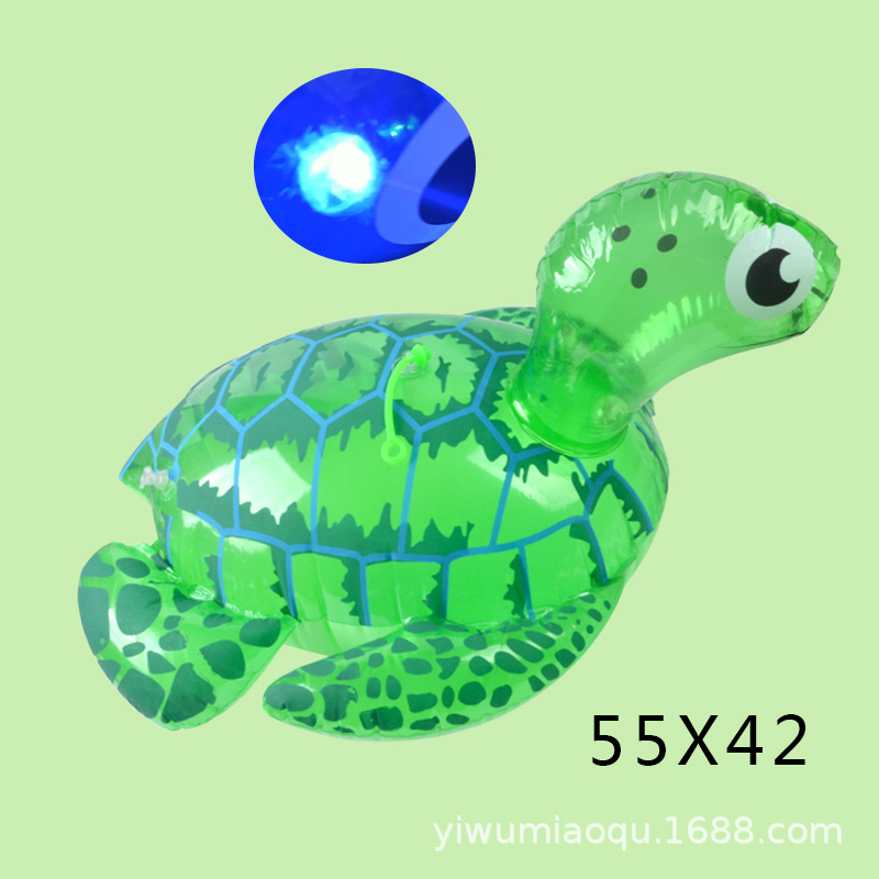 Inflatable Turtle PVC Leatherware Toy with Flash Light Cute Pig Stall Night Market Hot Sale Inflatable Luminous Frog