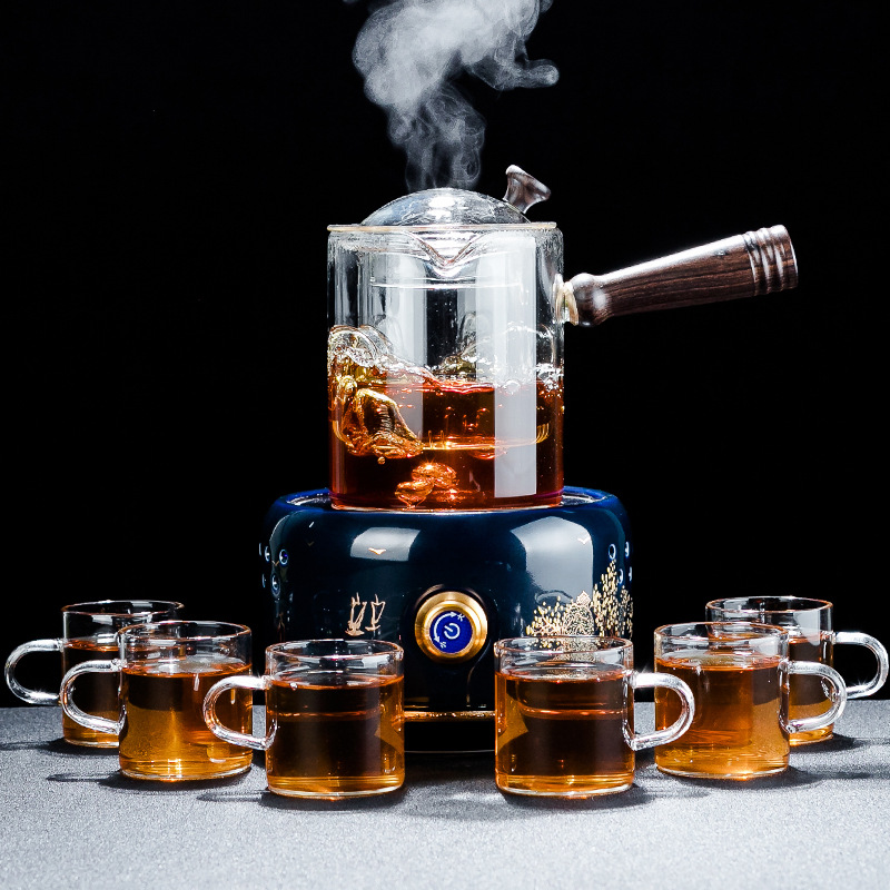 秦艺蒸汽煮茶器套装玻璃煮茶壶全自动煮茶炉烧茶壶小型电陶炉家用