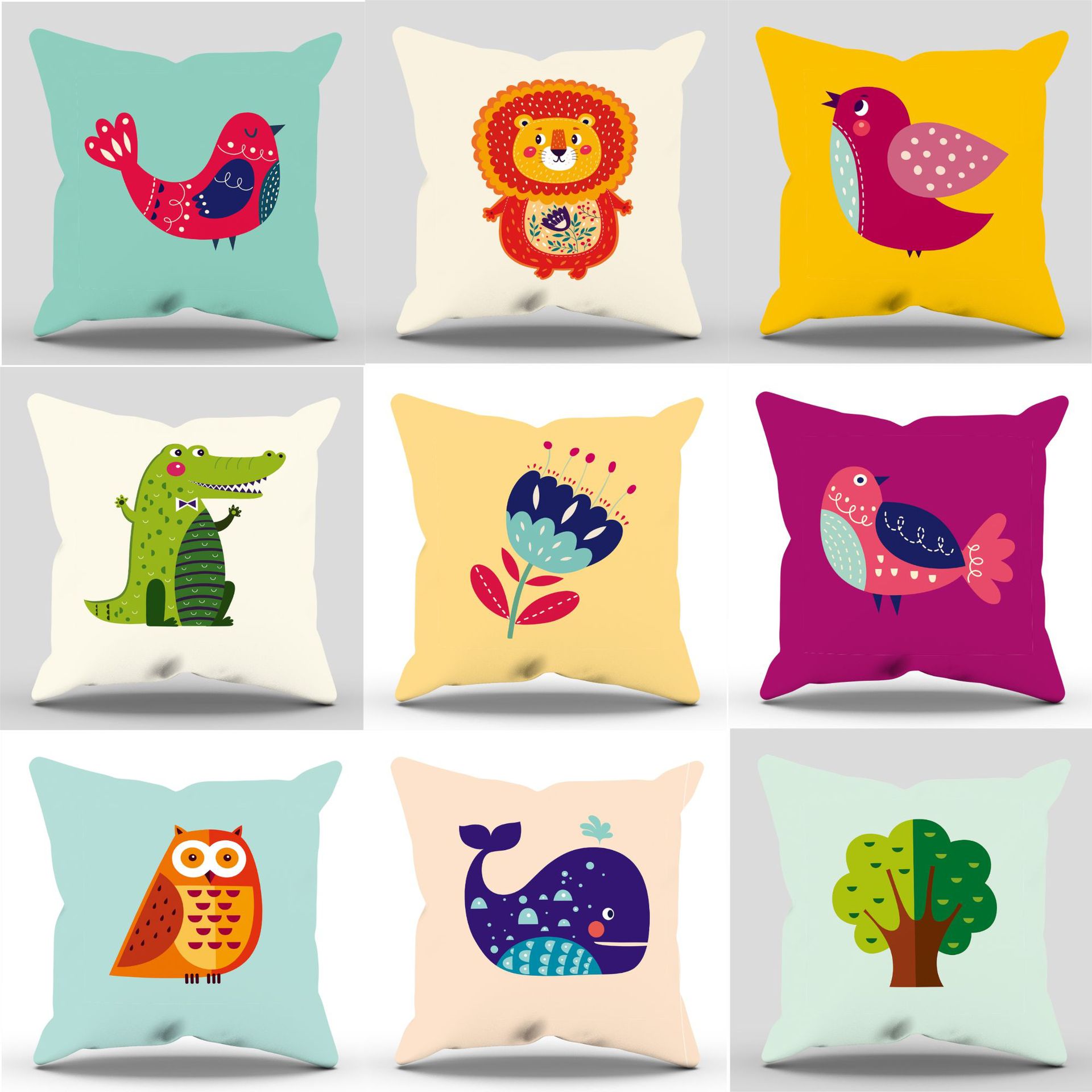 卡通小鸟款桃皮绒抱枕夏日轻薄抱枕套沙发靠垫抱枕定制腰枕靠垫套