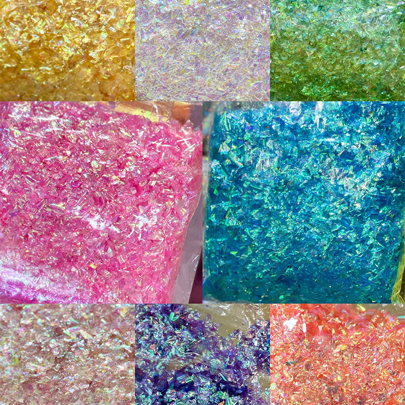 纸糖果纸碎片七彩玻璃纸糖果纸不规则超薄金银碎玻璃亮片饰品批发