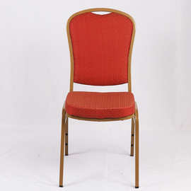 批发会议厅弯座板铁椅酒店金属宴会餐椅可堆叠出口