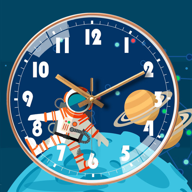 10寸和12寸挂钟宇宙太空宇航时空主题钟家用静音时钟可一件代发