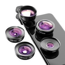 手机镜头跨境专供APEXEL五合一HD5套装广角微距鱼眼增距高清外置