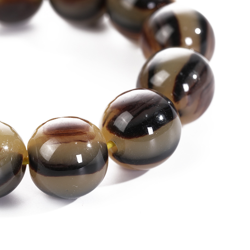 牛角手串批发树脂仿牛角20mm男式款单圈圆珠带三通吊尾佛珠手串