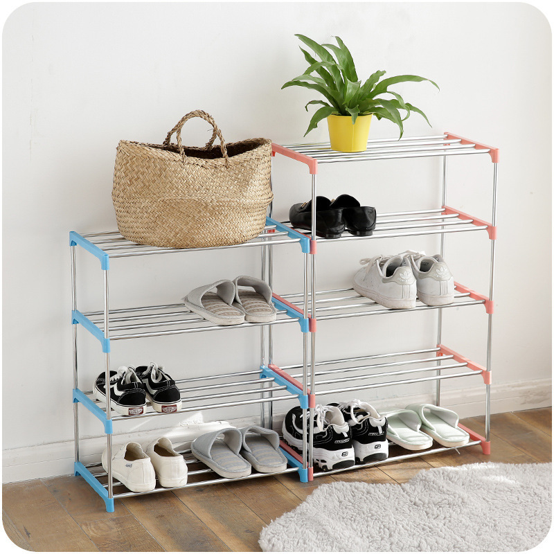 Thailand Hot Sale Simple Shoe Rack Stainless Steel Tube Shoe Rack Dormitory DIY Assembly Shoe Rack Storage Rack Multi-Layer