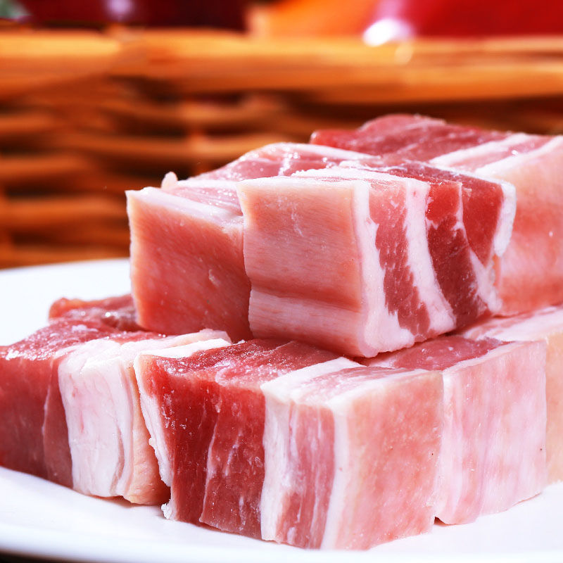 新鲜冷冻五花肉块带皮猪肉块切丁生鲜冷冻生猪肉切块猪脊背皮批发