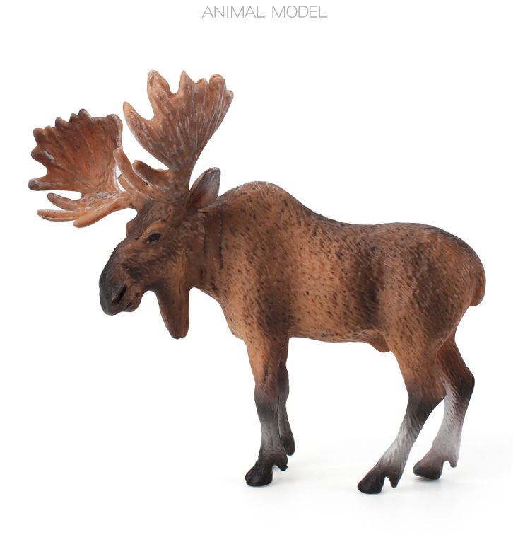 儿童益智仿真野生动物公驼鹿模型实心微观桌面pvc雄鹿摆件批发