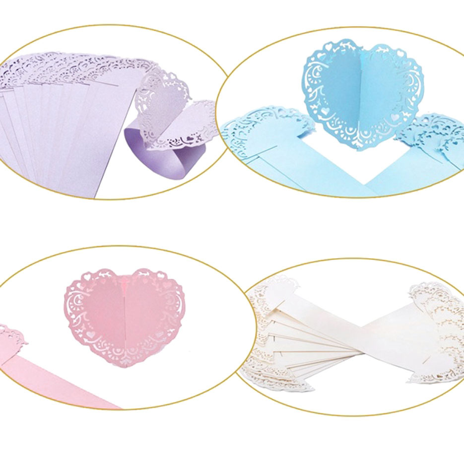 激光镂空爱心纸环 冰白蝴蝶纸扣 创意毛巾装饰品 高档餐巾扣批发