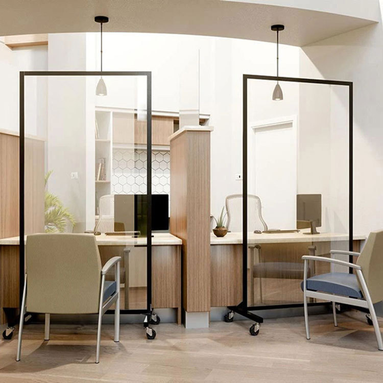 独立移动透明亚克力屏风办公室临时隔断防疫隔板防护有机玻璃展板