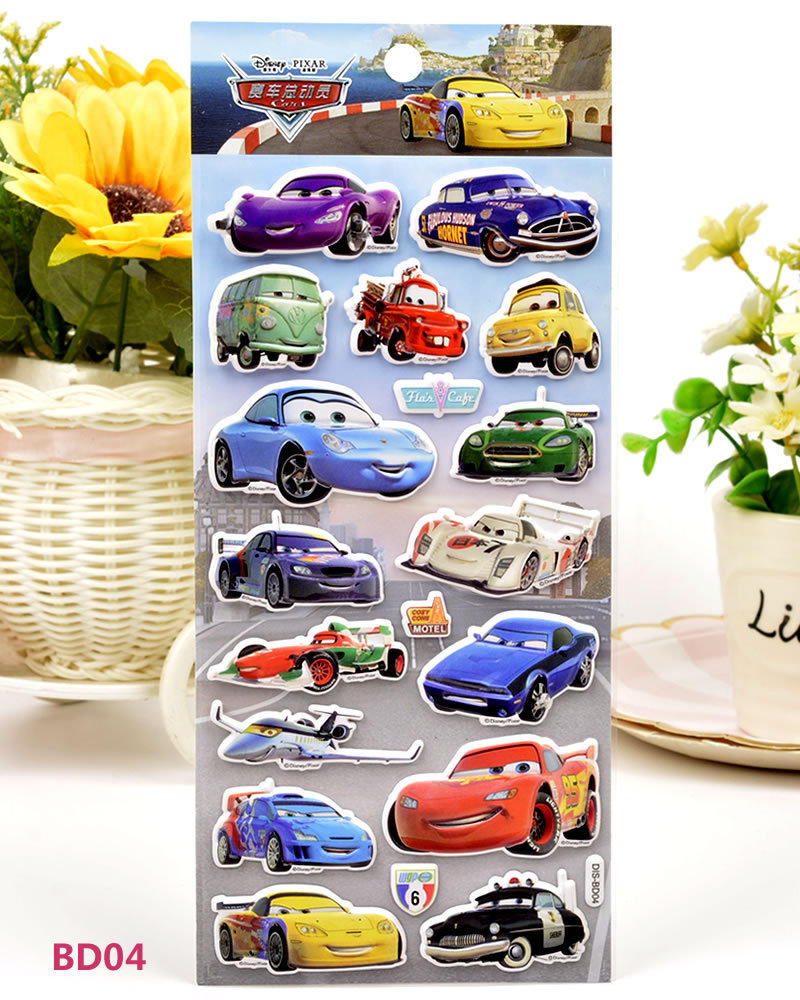 赛车总动员贴纸3d立体泡泡贴男孩宝宝儿童可爱卡通麦昆汽车粘贴画