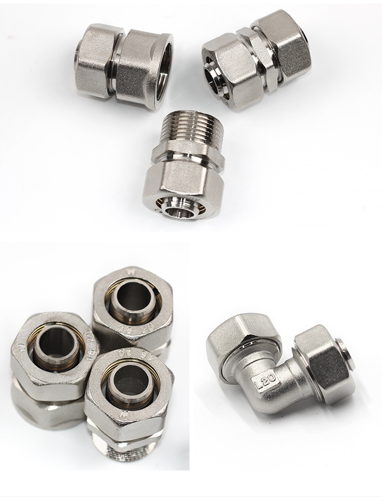 镀镍1620铝塑管接头管件6分太阳能暖气6分配件三通弯头直接