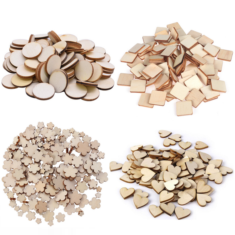 圆形/心形/梅花/方形规格齐全 小木片原木diy手工消耗品
