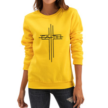 速卖通wish ebay跨境新款十字架faith字母印花加绒宽松长袖卫衣女