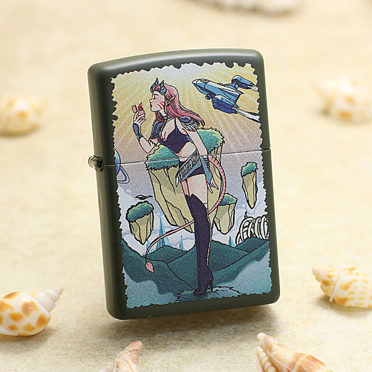zippo打火机绿漆风中女郎星球战姬限量版大包装盒人物系zcbec222