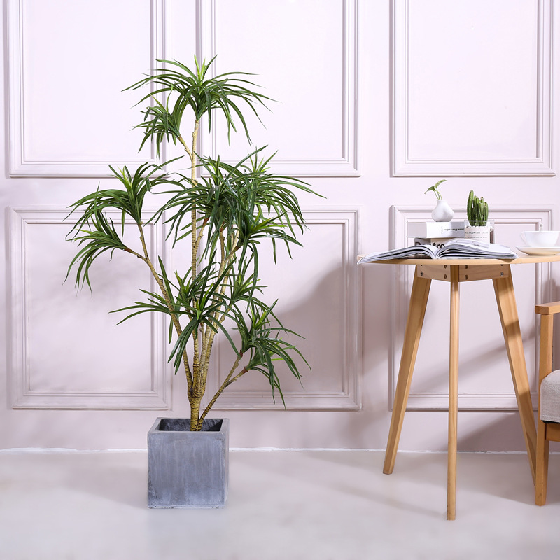 Simple Ins Style Home Decoration Floor Simulation Chlorophytum Kwai Tree Green Plant Potted Indoor Office Decoration Fake Trees