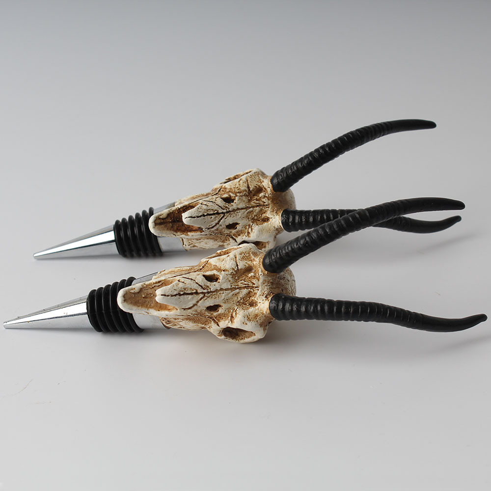 创意立体羚羊角头骨酒塞硅胶圈锌合金红酒瓶塞骷髅保鲜塞吧台酒具