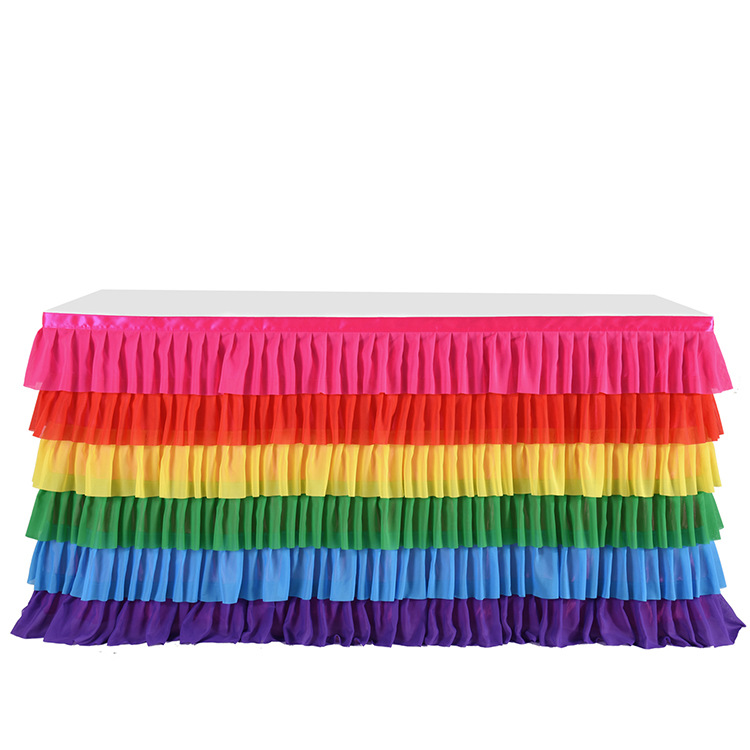 Cake Table Skirt Rainbow Unicorn Tablecloth Birthday Party Wedding Ceremony Layout Ins Amazon Wholesale Chiffon Tablecloth