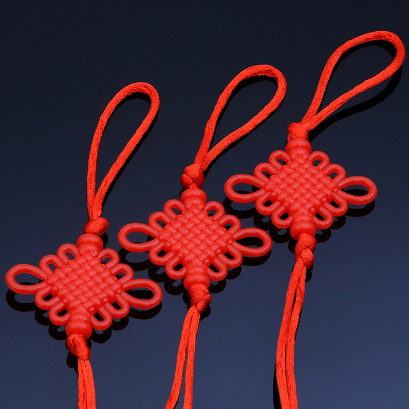 灵振 新款亚克力5号6盘方胜结 塑料中国结流苏挂件配饰喜庆小节