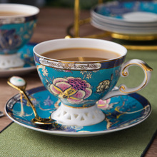 骨瓷咖啡杯碟套装家用带勺英式下午茶杯创意欧式金边简约陶瓷杯子