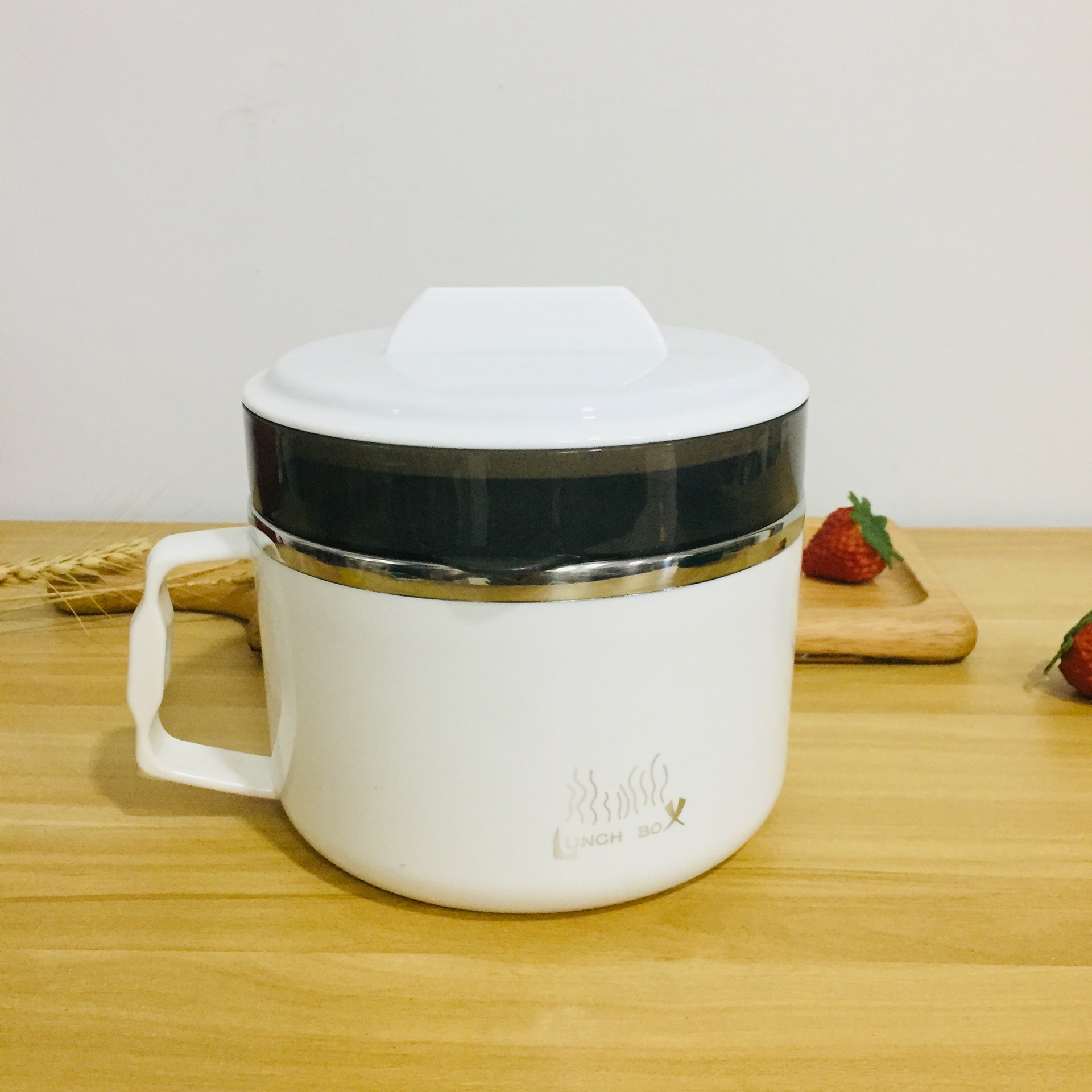 304不锈钢快餐杯彩色塑钢防烫汤杯早餐学生打饭盒 手机支架杯食格