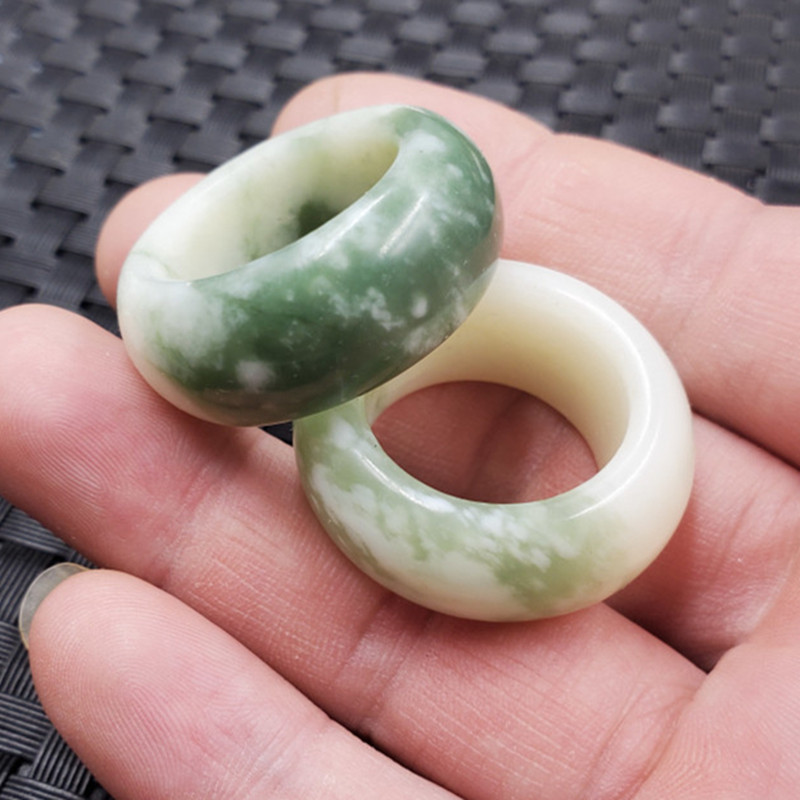 玉龙玉器岫玉姜花戒指加宽玉石戒指饰品戒指玉石指环玉戒指