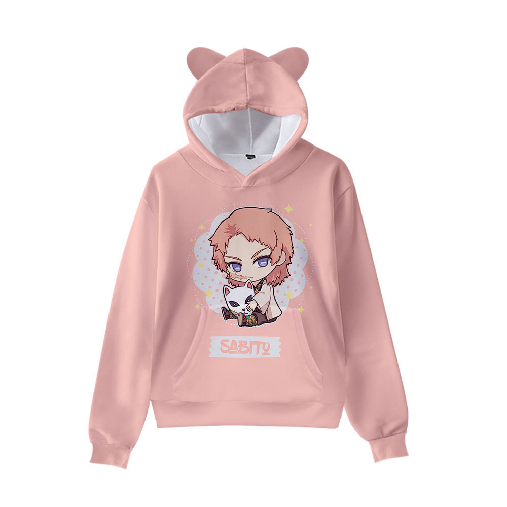 2020跨境新品鬼灭之刃q版3d抓绒儿童童装猫耳朵卫衣男女装可定制