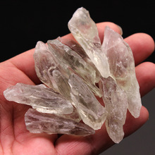 天然绿水晶原石摆件水晶石矿石标本长单晶体
