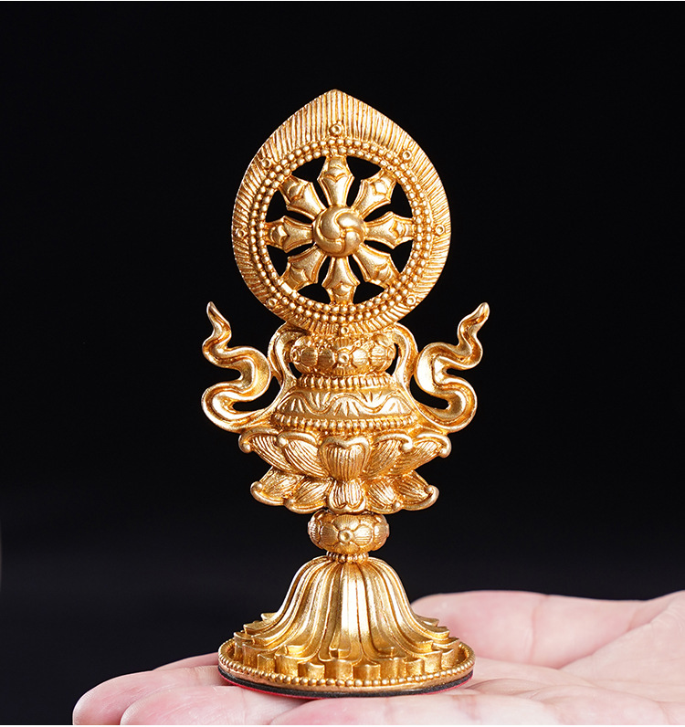 纯铜尼泊尔工艺轮王七政宝佛教用品密宗法器佛前七珍迷你小号摆件