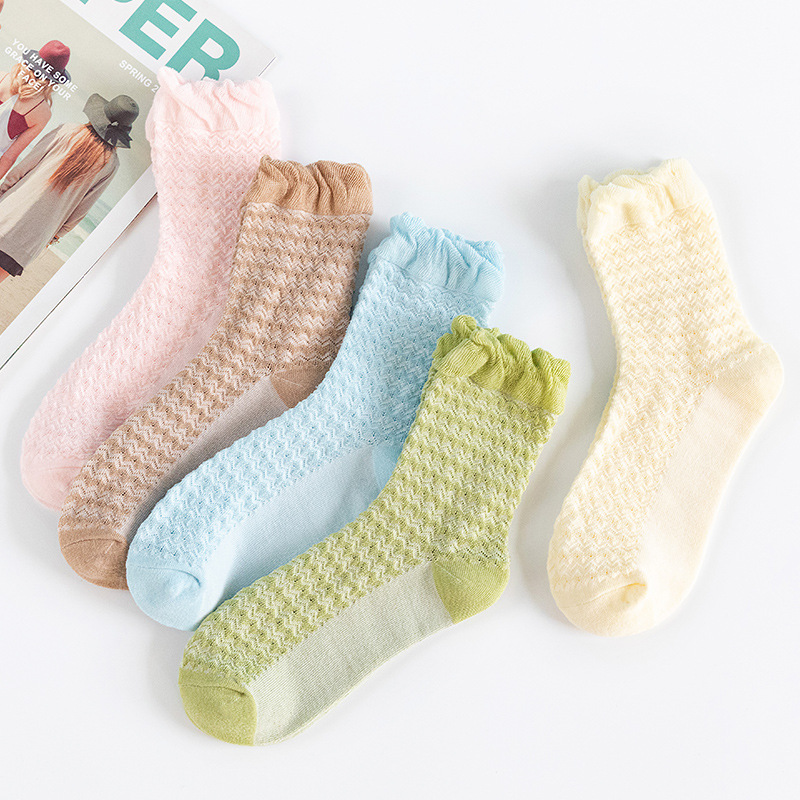 Maternity Socks 2023 Spring and Summer Thin Maternity Cotton Women's Socks Bubble Mouth Lace Solid Color Pregnant Women's Socks Bunching Socks