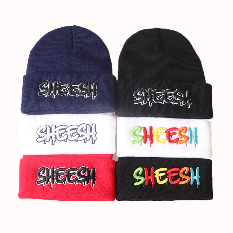 European and American Star Fashion Letters Sheesh Three-Dimensional Embroidery Knitted Hat Thermal Head Cover Hip Hop Hat Woolen Cap