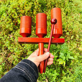 红色橡木高中低梆子 奥尔夫敲击乐器 三音梆子 蛙鸣梆子 实木乐器