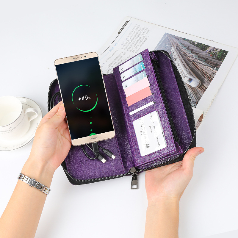 新款智能钱包 可以给手机充电的钱包 厂家定制多功能无线充电钱包