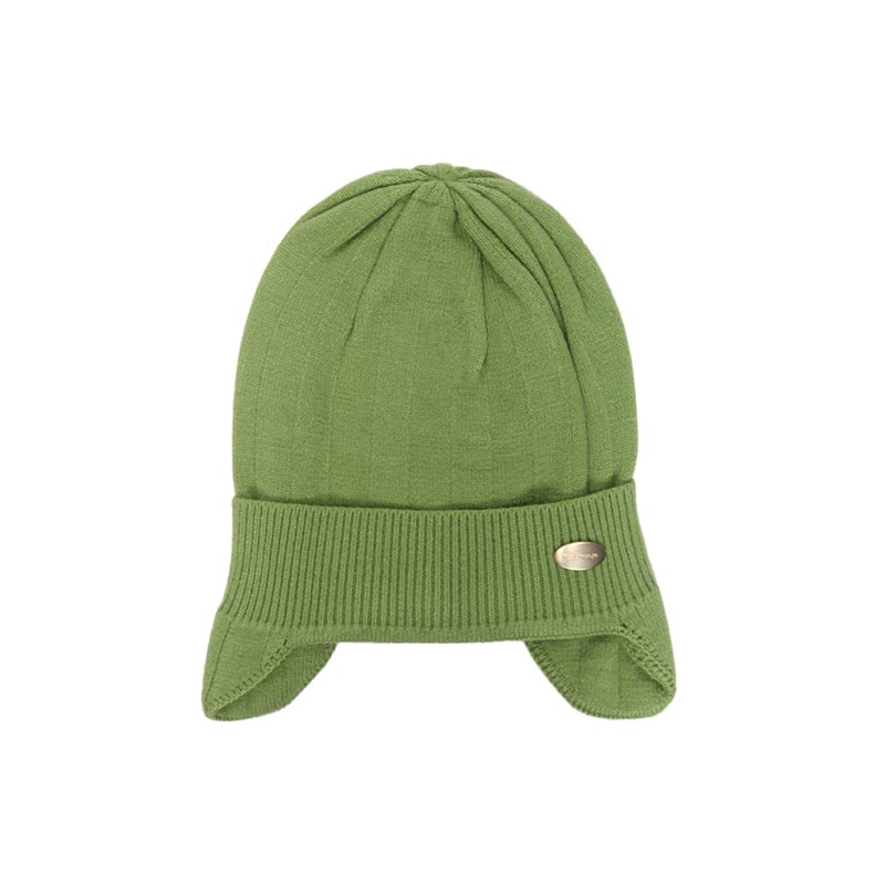 新款护耳针织帽 牛油果绿毛线帽时尚百搭冷帽 保暖帽定做生产厂家