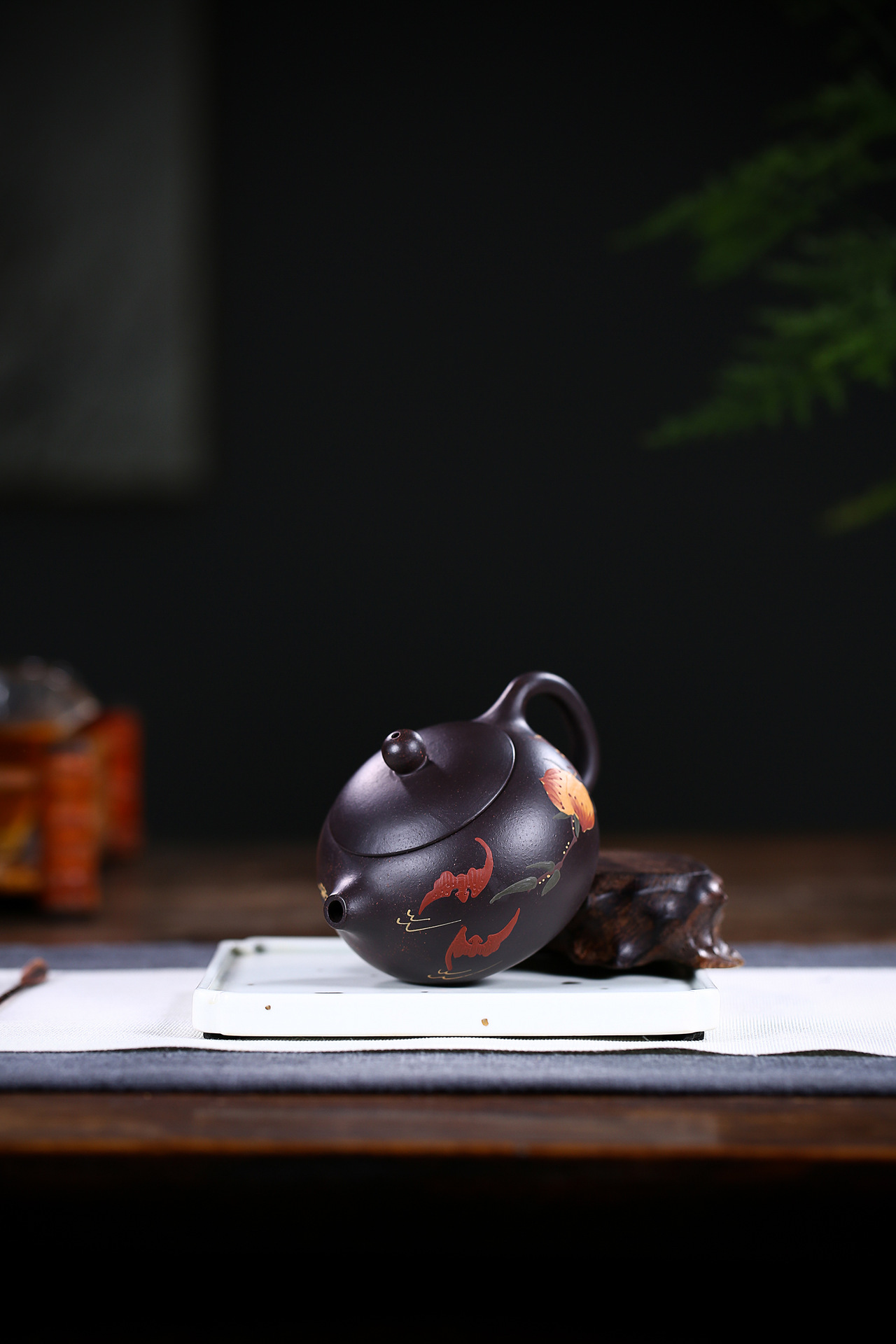 宜兴名家手工紫砂壶原矿黑金沙寿桃西施壶家用茶具泡茶壶代发